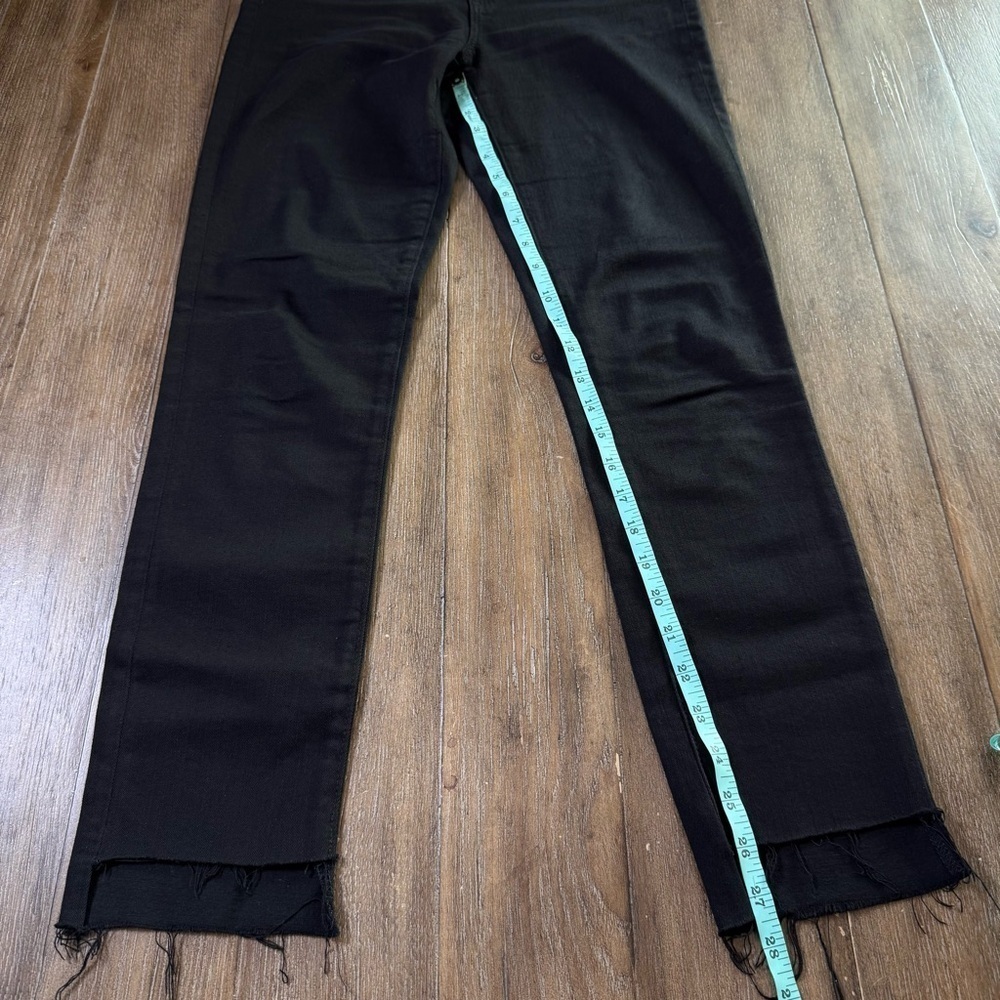 AG The Stevie Ankle Slim Straight Jeans Raw hem Black Step Crop Mid Rise - Picture 9 of 11